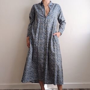 NATURAL LIFE Blue Floral Maxi Shirt Dress